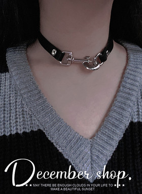 朋克项链短款黑色颈链