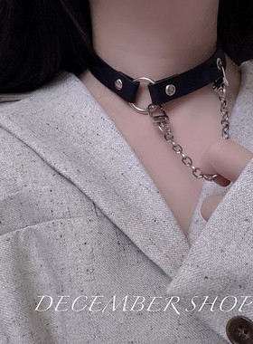 新款choker男项圈跳舞表演配O环链拉扯锁骨链颈带项链禁欲牵引m