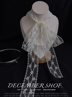 夏款仙气百搭长款围脖项圈项链白色花星星窄款丝巾锁骨颈带配饰