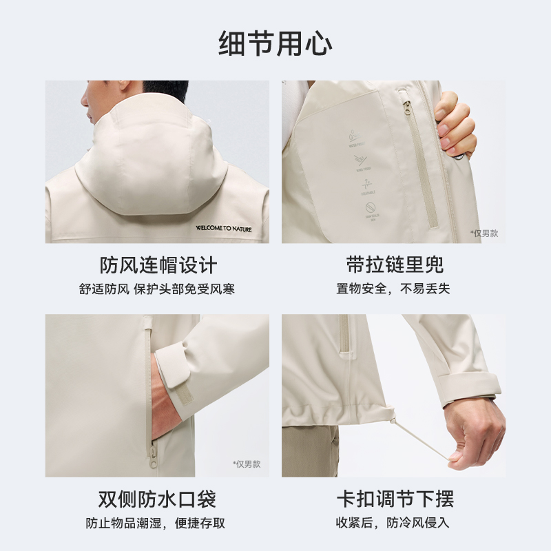 【归野】伯希和户外单层冲锋衣男2025新款Teflon三防徒步登山服女 - 图3