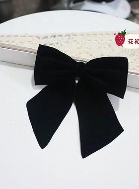 黑色秋冬植绒韩版纯色可爱甜美丝绒蝴蝶结领结花女衣服配饰别针