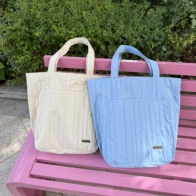 夏季新品褶皱单肩包简约时尚ins风包包通勤双口袋大容量,淘宝优惠券,粉丝福利购,淘宝优惠卷