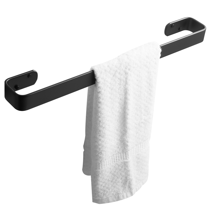 浴室毛巾单杆黑色免打孔挂毛巾架简约实心加厚北欧酒店卫生间挂件