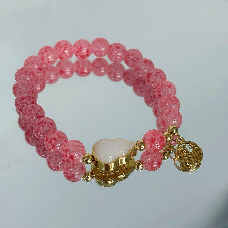 软妹草莓粉色手链女新款轻奢小众手串珠子葫芦手饰,淘宝优惠券,粉丝福利购,淘宝优惠卷