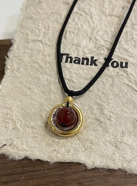 相思豆平安扣项链女轻奢高级感乾坤圈吊坠闺蜜新中式编织绳颈