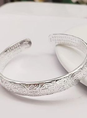 新款中国风百福开口银色手镯设计复古文艺时尚个性民族风送妈妈礼