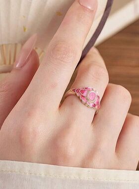 滴油彩萃翎活口戒指新中式宫廷指环精致国潮风复古送女友