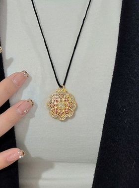 洛神 新中式精致百搭珐琅彩镂空金色吊坠送礼物