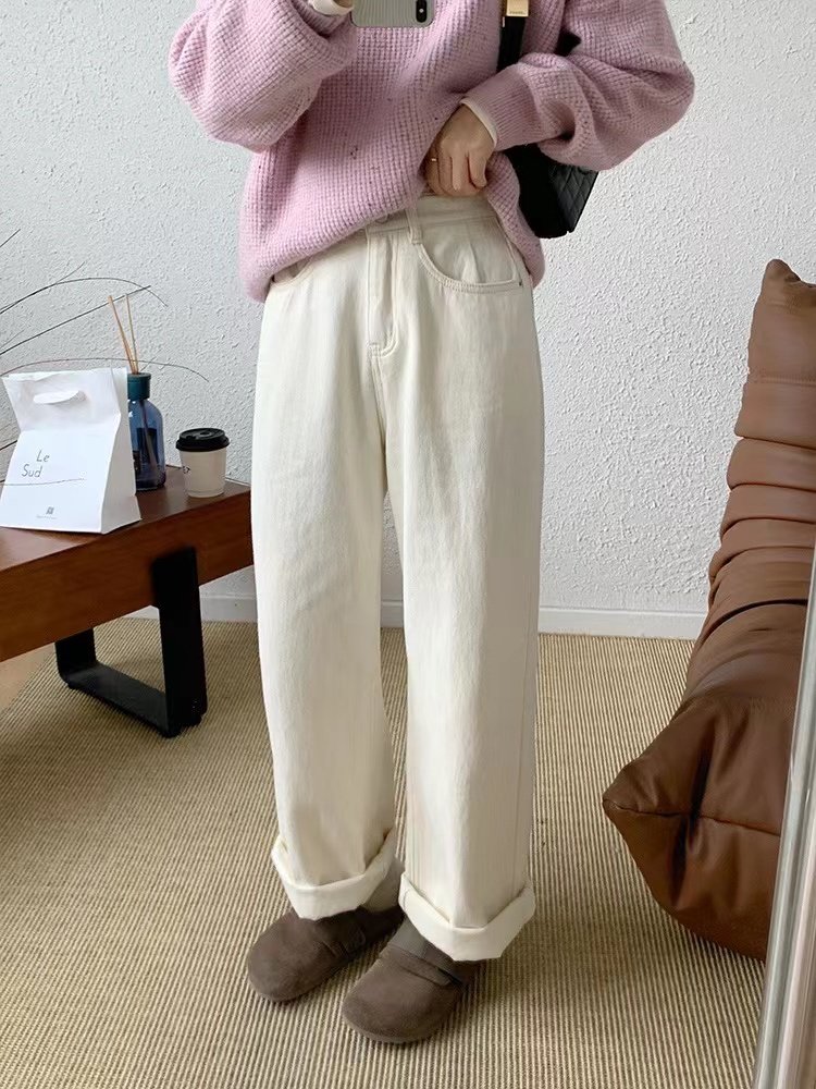 大碗plus定制大码女装微胖白色阔腿牛仔秋高腰宽松显瘦遮肉休闲裤,淘宝优惠券,粉丝福利购,淘宝优惠卷