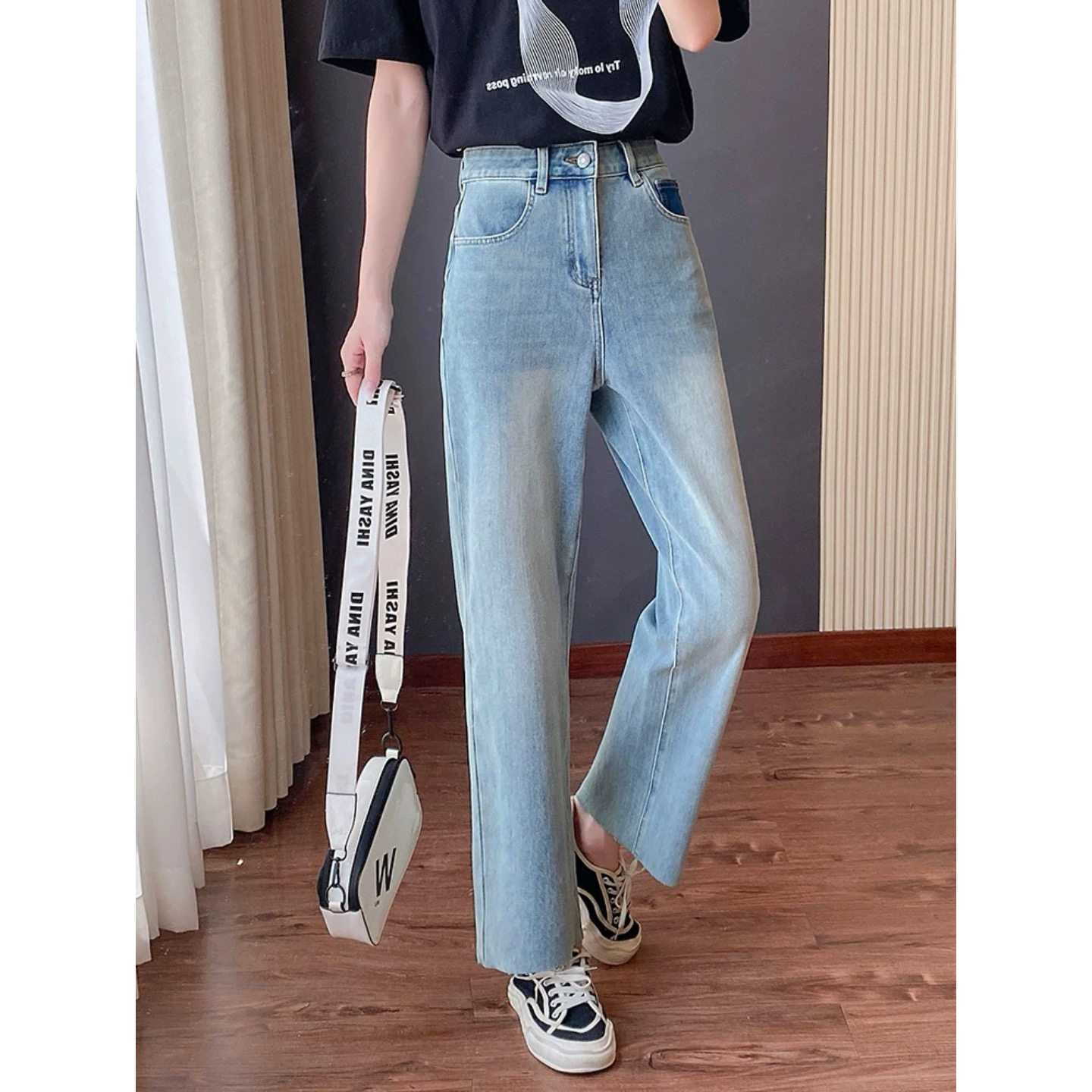 大碗plus定制大码女装微胖水洗毛边直筒牛仔秋高腰宽松显瘦九分裤,淘宝优惠券,粉丝福利购,淘宝优惠卷