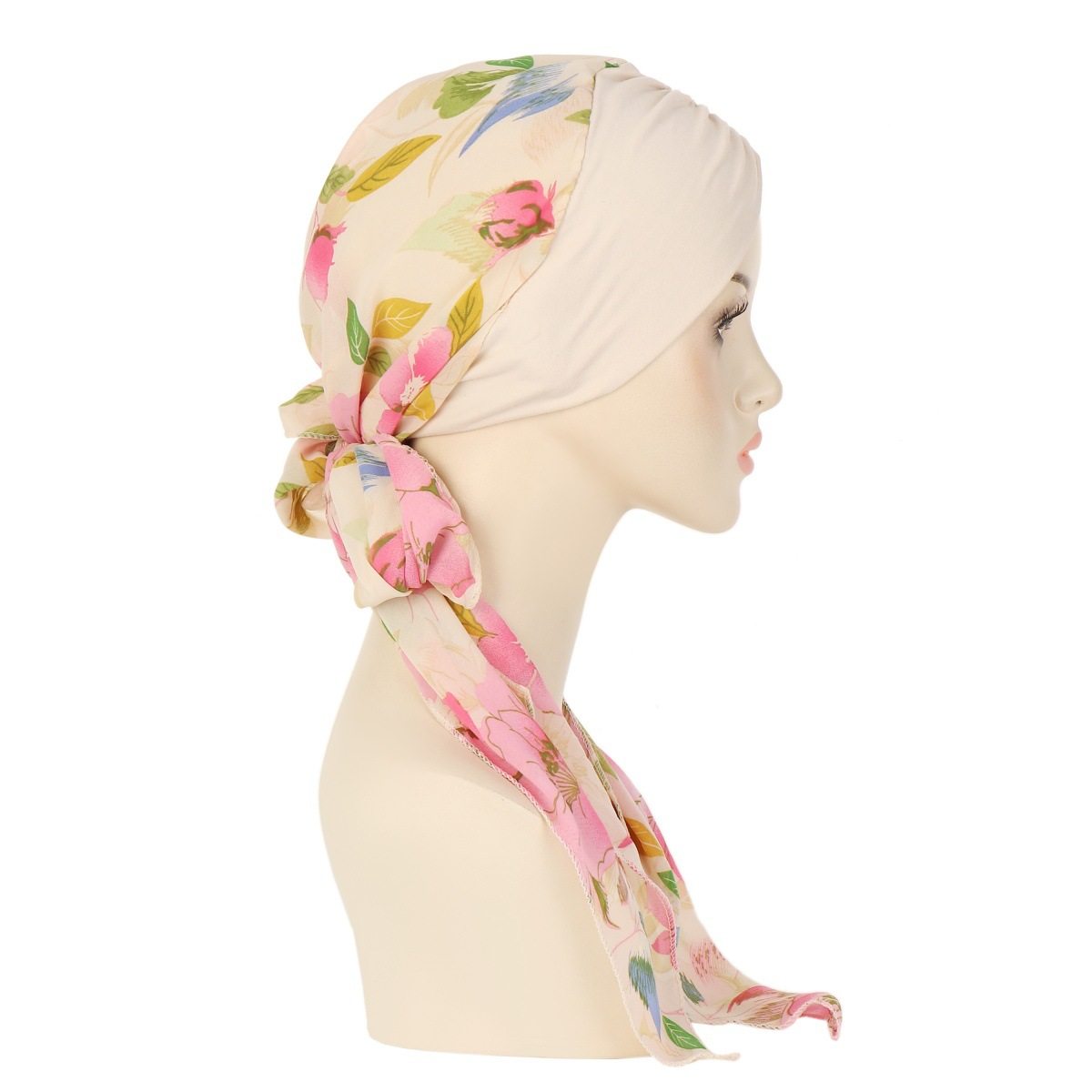 包头帽欧美新款花布前额褶皱女士时尚小碎花雪纺长尾帽时尚围巾帽,淘宝优惠券,粉丝福利购,淘宝优惠卷