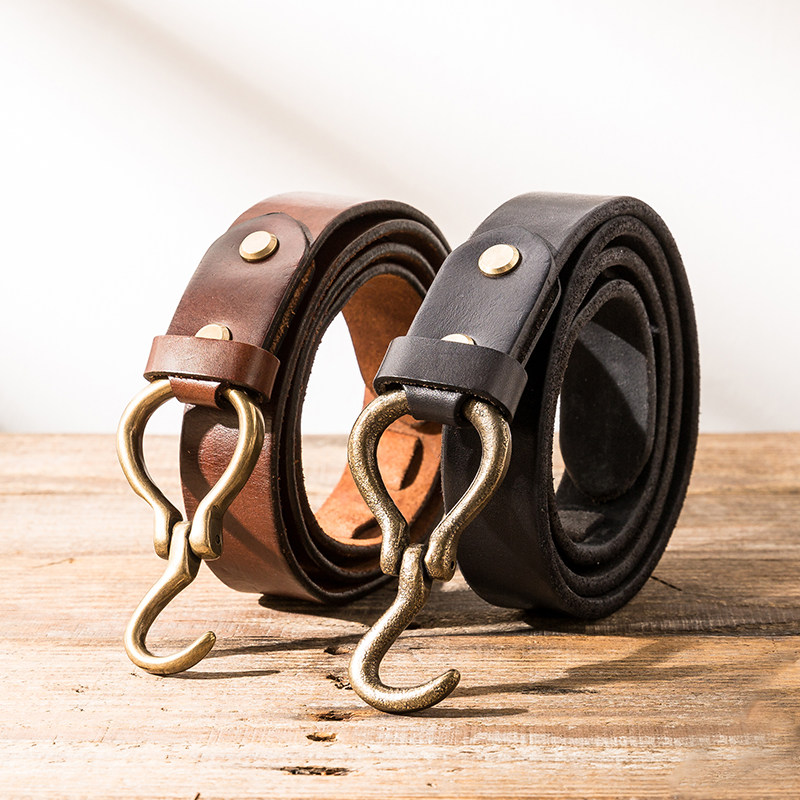 美式复古手工真皮腰带皮带男青年头层牛皮潮牌裤带个性做旧纯铜扣,淘宝优惠券,粉丝福利购,淘宝优惠卷
