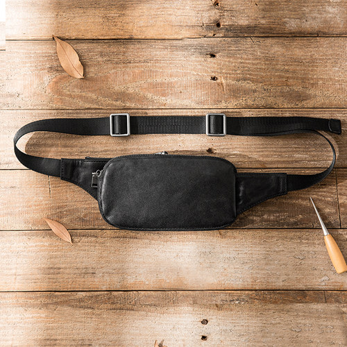 真皮潮牌男士胸包韩版超薄单肩包夏季头层牛皮百搭休闲斜挎小包女 - 图1