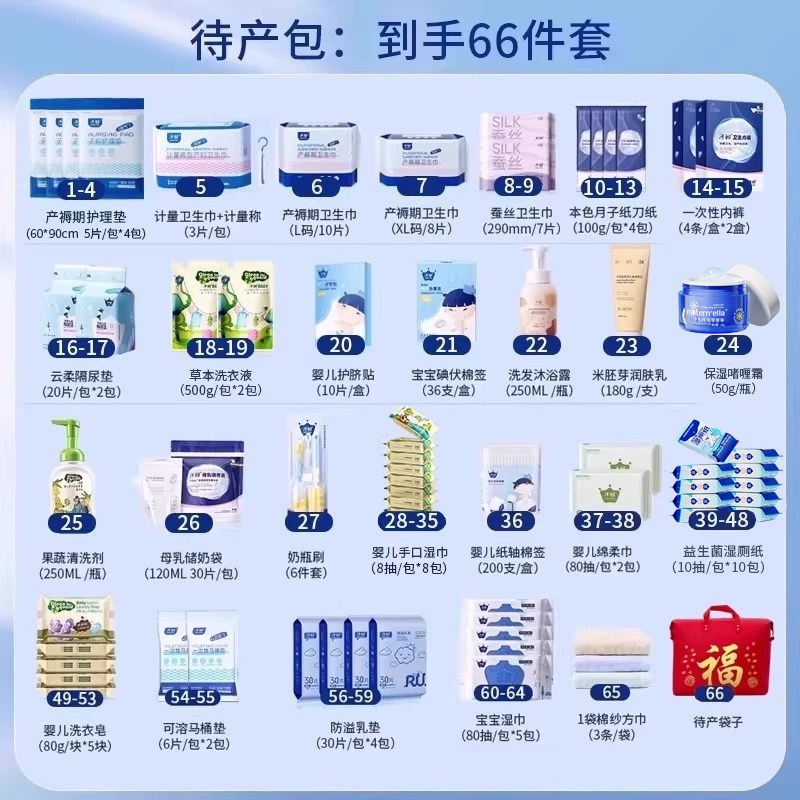 子初待产包入院全套母子组合春产后实用月子用品孕产妇春夏66件套