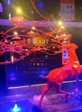 大微玻璃钢装饰新中式大堂创意