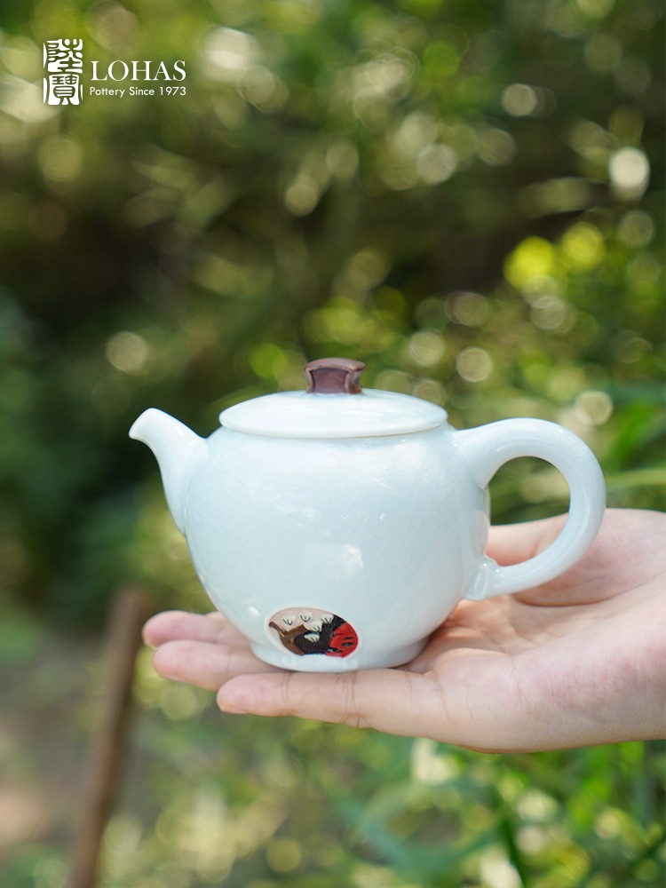 陆宝陶瓷居山水自在茶组毕业季中秋礼套装青瓷冰裂送朋友老师茶具 - 图0