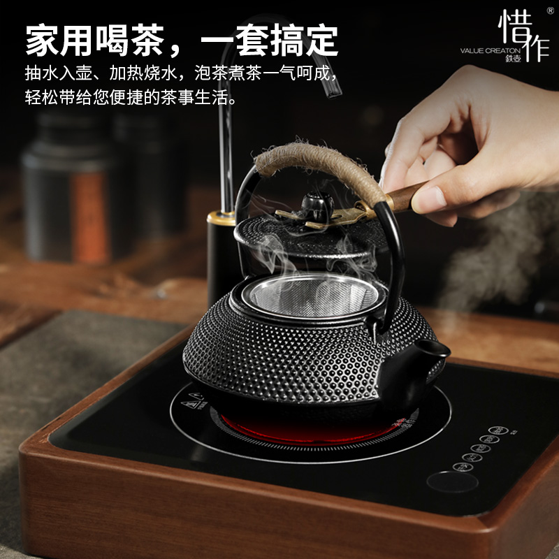 铁壶煮茶壶围炉煮茶炉铸铁壶自动上水电陶炉煮茶器烧水壶泡茶专用-图0