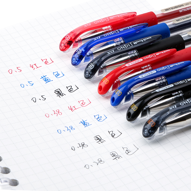 日本进口uniball三菱中性笔UM151办公签字笔财务专用umn-151学生考试0.5红蓝黑色水笔mitsubishi刷题笔0.38mm-图2