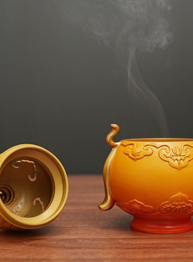 福禄葫芦创意纯黄铜香炉摆家公司