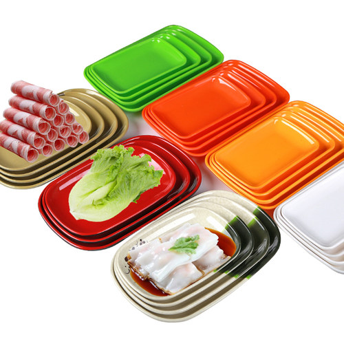 塑料肠粉盘密胺塑料盘子长方形火锅盘子肠粉碟子专用小吃菜盘包邮 - 图3