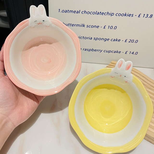 Ceramic Cute Girl Heart Unicorn Dessert Salad Bowl