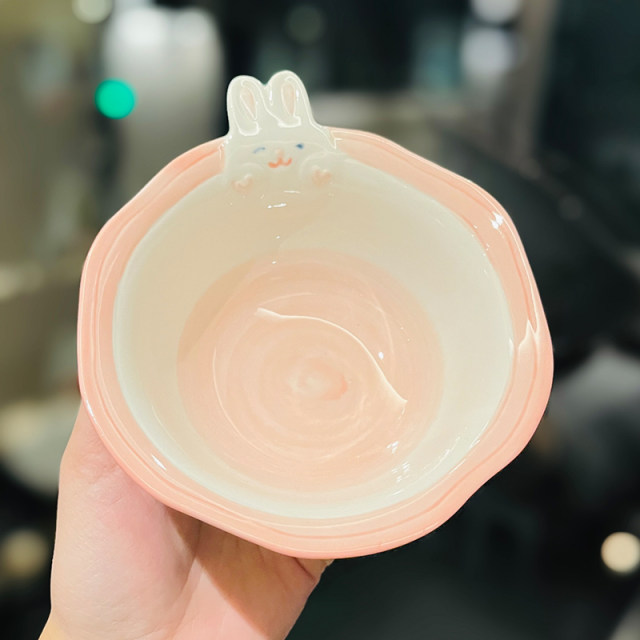 Ceramic Cute Girl Heart Unicorn Dessert Salad Bowl