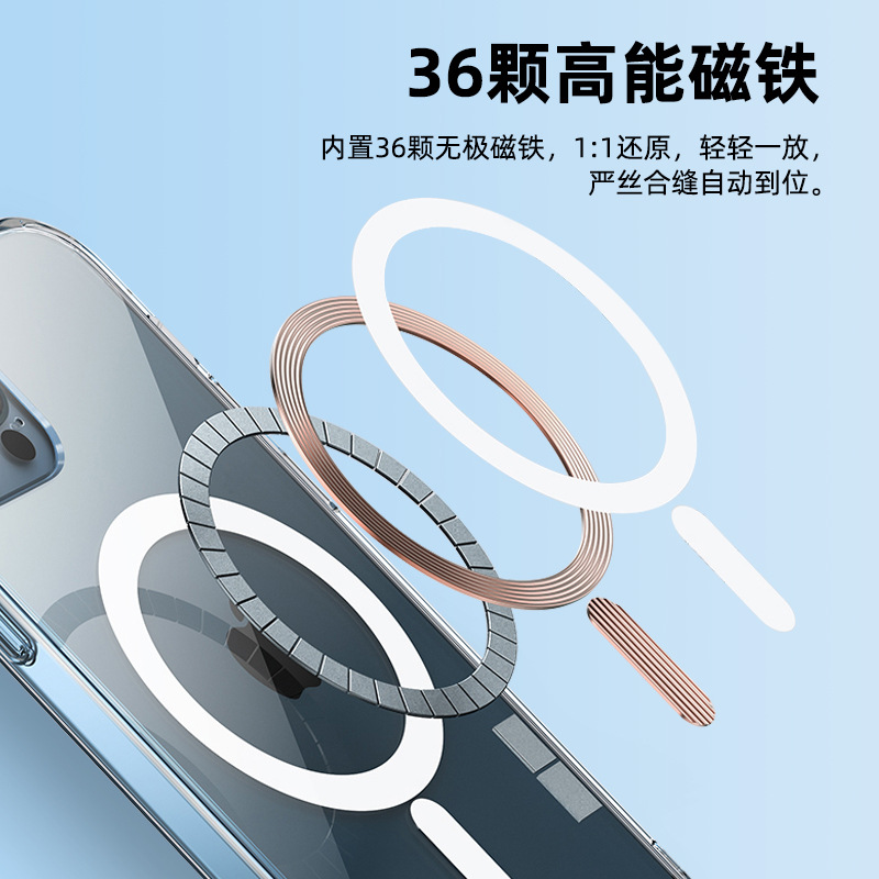 适用于苹果16 17PROMAX iphone14 15PROMAX 12PRO三星S23 S24ULTRA亚克力二合一气囊防摔磁吸透明手机壳批发 - 图2