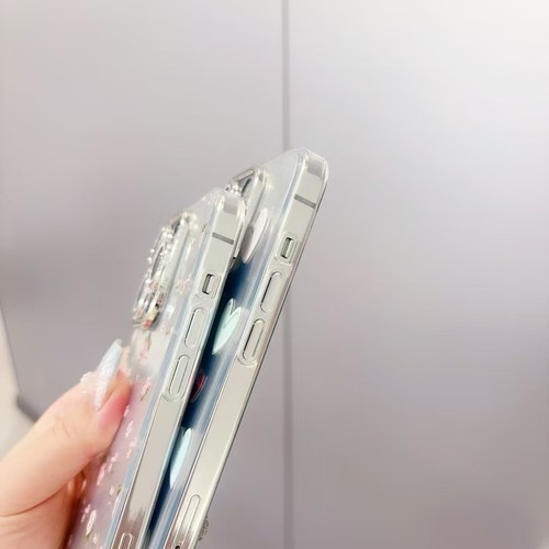 适用苹果17PROMAX 16 15pro 14 13 iPhone12 11卡通女款小清新带闪粉镜头膜直边精孔防摔IMD羽纱手机壳批发 - 图2