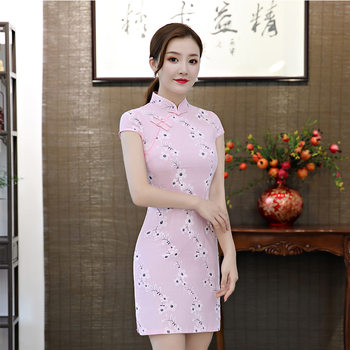 ເຄື່ອງນຸ່ງເດັກນ້ອຍຍິງ cheongsam dress ພໍ່ແມ່-ເດັກນ້ອຍ summer L9 baby style Chinese slimming short-sleeved skirt mother-daughter clothes