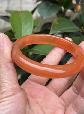 天然四川南红玛瑙飘花柿子红樱桃红57mm美人平安镯子仙女风御姐范