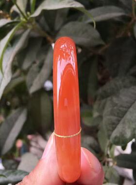 天然南红玛瑙手镯冰红飘花樱桃红53MM美人镯仙女风御姐范情侣送礼