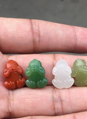 天然和田玉碧玉白玉黄口料南红玛瑙配饰金蟾青蛙