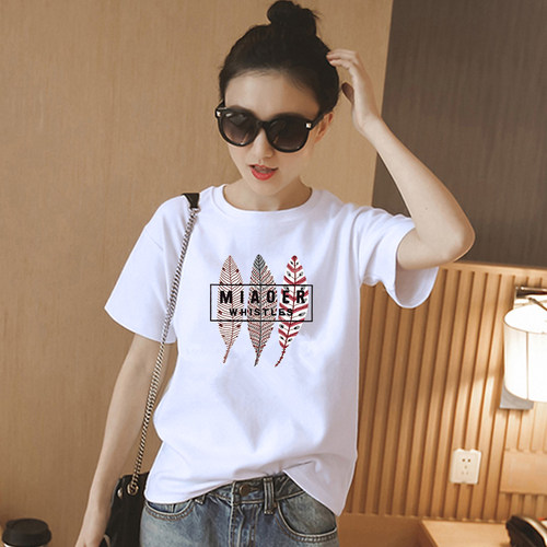 t恤女夏短袖宽松白色2026新款大码女装ins潮牌大版中半袖时尚体 - 图1