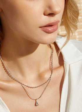 2024新款时尚双层叠戴水珠项链