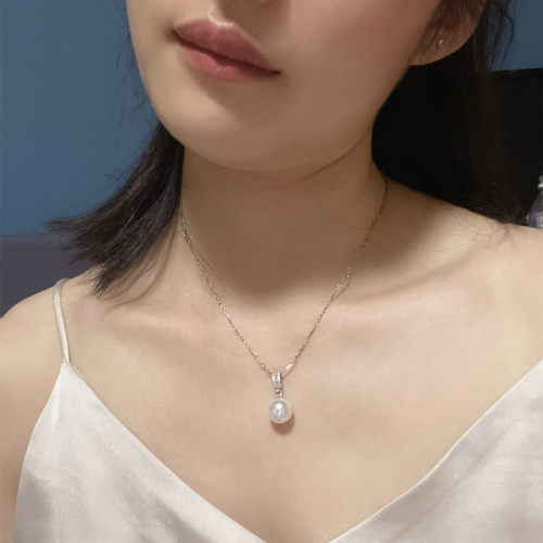 贝壳仿珍珠吊坠项链s925纯银气质单颗贝珠项坠子韩国女百搭饰品 - 图2