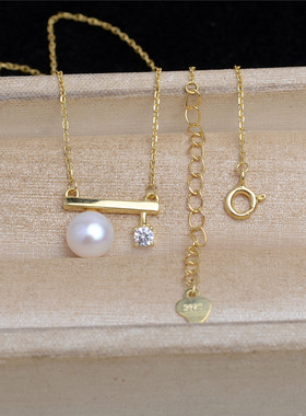 s925银天然淡水珍珠十字链女项链