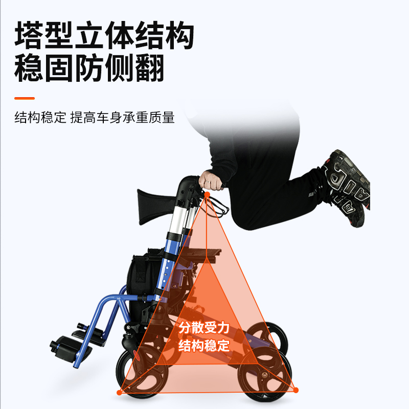 老人轮椅轻便手推车代步可坐老年人走路专用小购物车辅助行走助步-图3