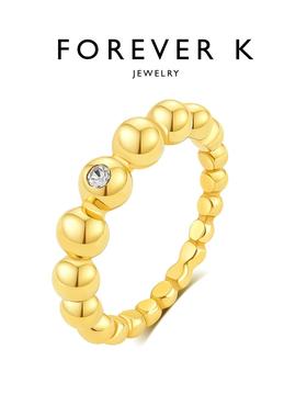 FK法诗卡串珠锆石戒指意大利手工轻奢18k金