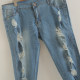 Summer thin ripped denim shorts men's cropped pants slim trendy brand Korean style trendy women's medium pants casual pants