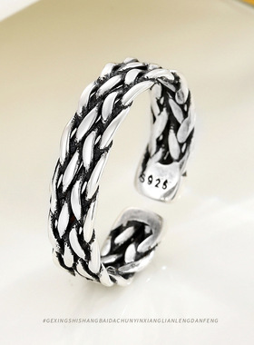 女s925纯银小众个性复古戒指