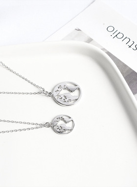 你的世界地图锁骨链s925纯银项链金色元素个性吊坠北欧风潮款女饰