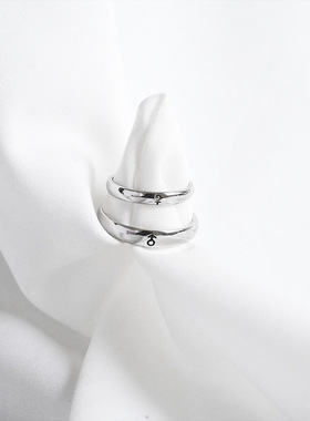 刻字天生一对s925纯银情侣对戒