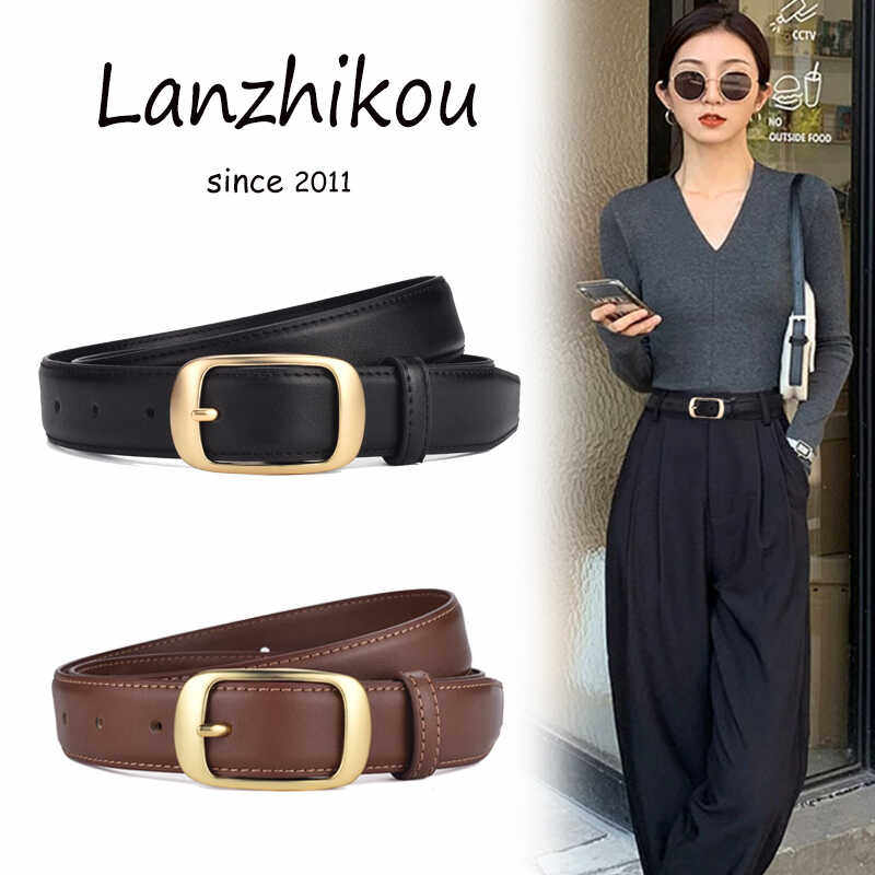 女款皮带新款女士腰带装饰设计感小众个性百搭牛仔裤黑色真皮裤带