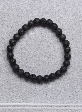 天然原矿火山岩手串霸气复古黑色