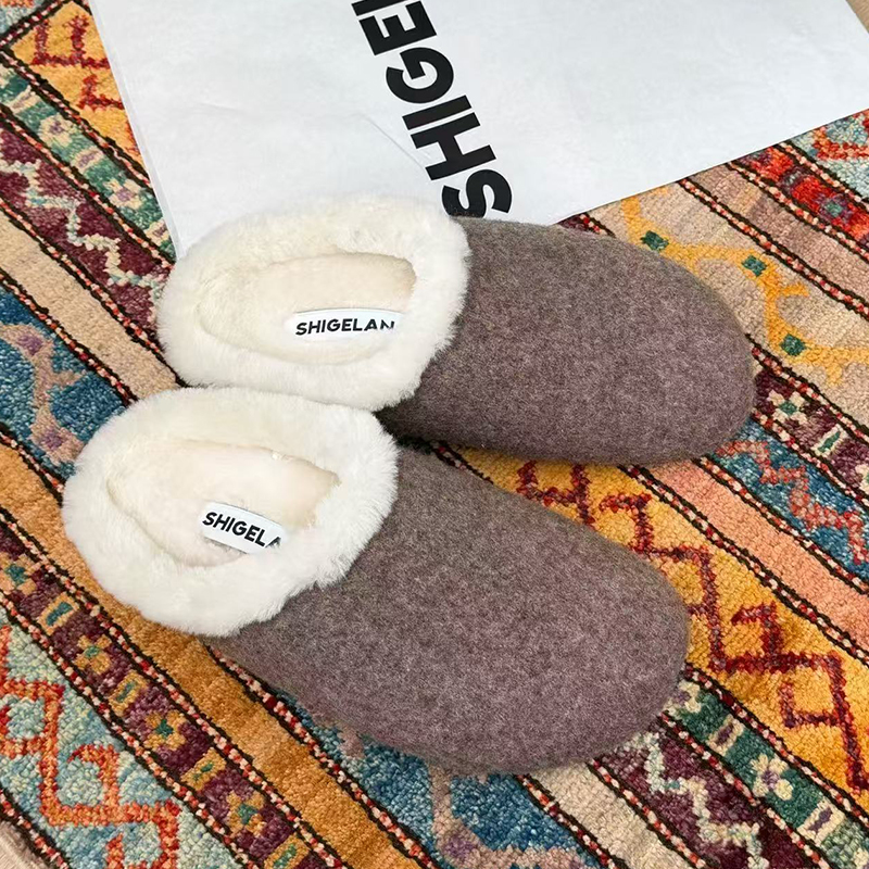 诗歌兰女鞋2025新款真皮厚底勃肯鞋女加绒保暖舒适百搭毛毛鞋潮 - 图0