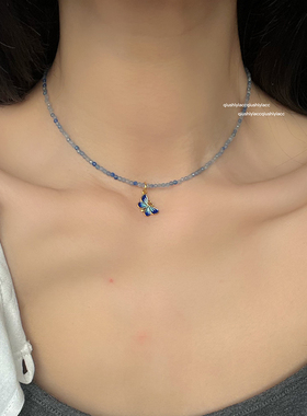 其他铜合金仿水晶女蝴蝶项链