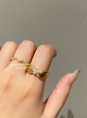 气质微镶波浪日韩开口戒