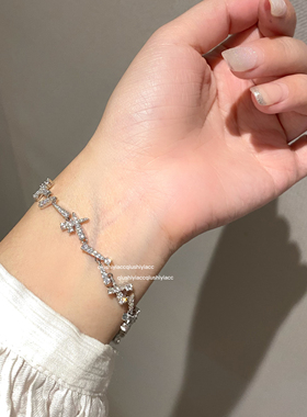 小众bling锆石交错设计手链