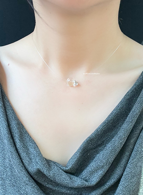 秋十一Acc  清晨露珠~透明珠珠仿水晶锆石钻钻人鱼线项链