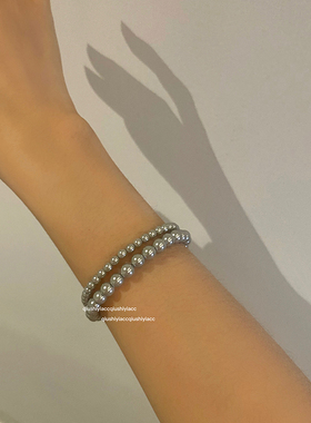 其他女铜合金银灰色珠珠日韩